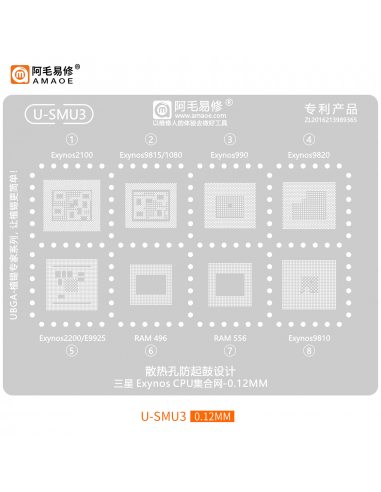 Amaoe U-SMU3 – 0.12mm BGA Stencil for...